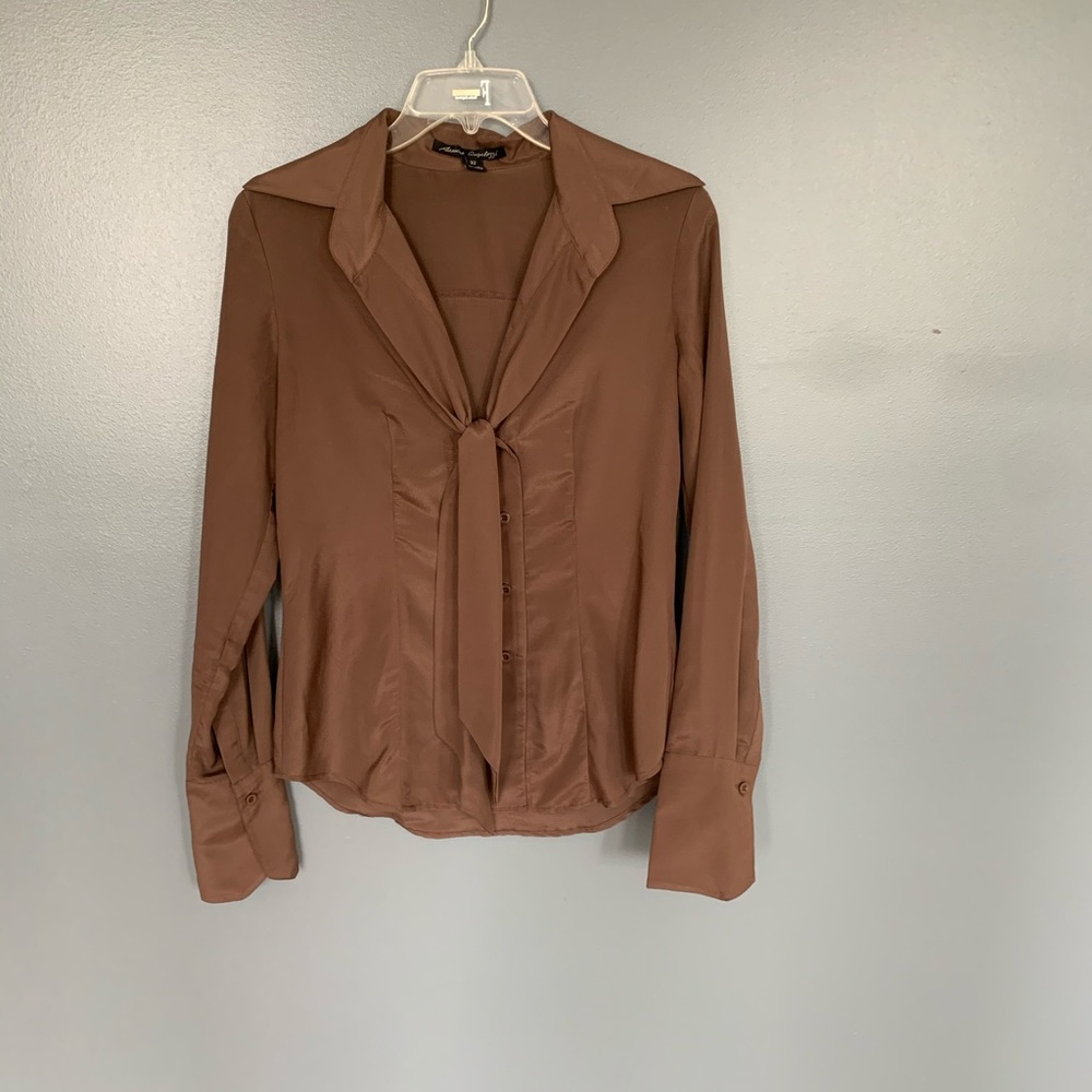Sandra Angelozzi Tie Front Blouse Brown Size 32